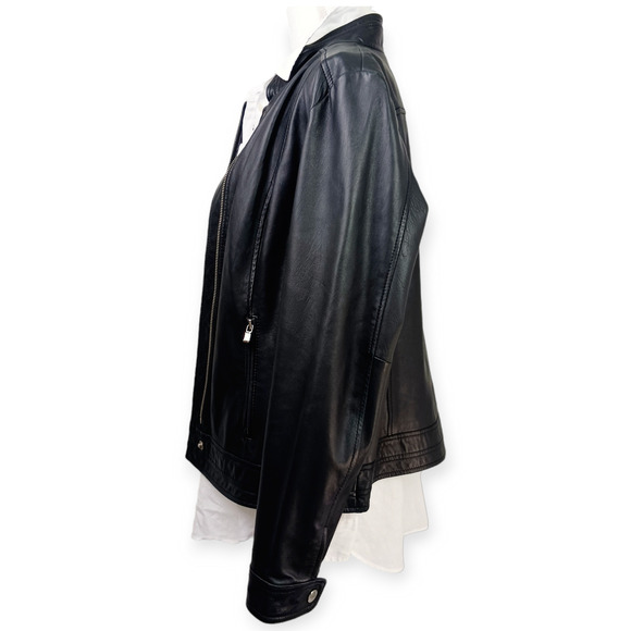 Laundry by Shelli Segal SZ XL Genuine Leather Jacket Gold Trim Buttery Soft - Picture 9 of 10